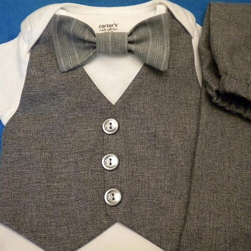 Boy Baby Outfit Suit Wedding Suit Fabric Dark Gray Vest Pants Etsy