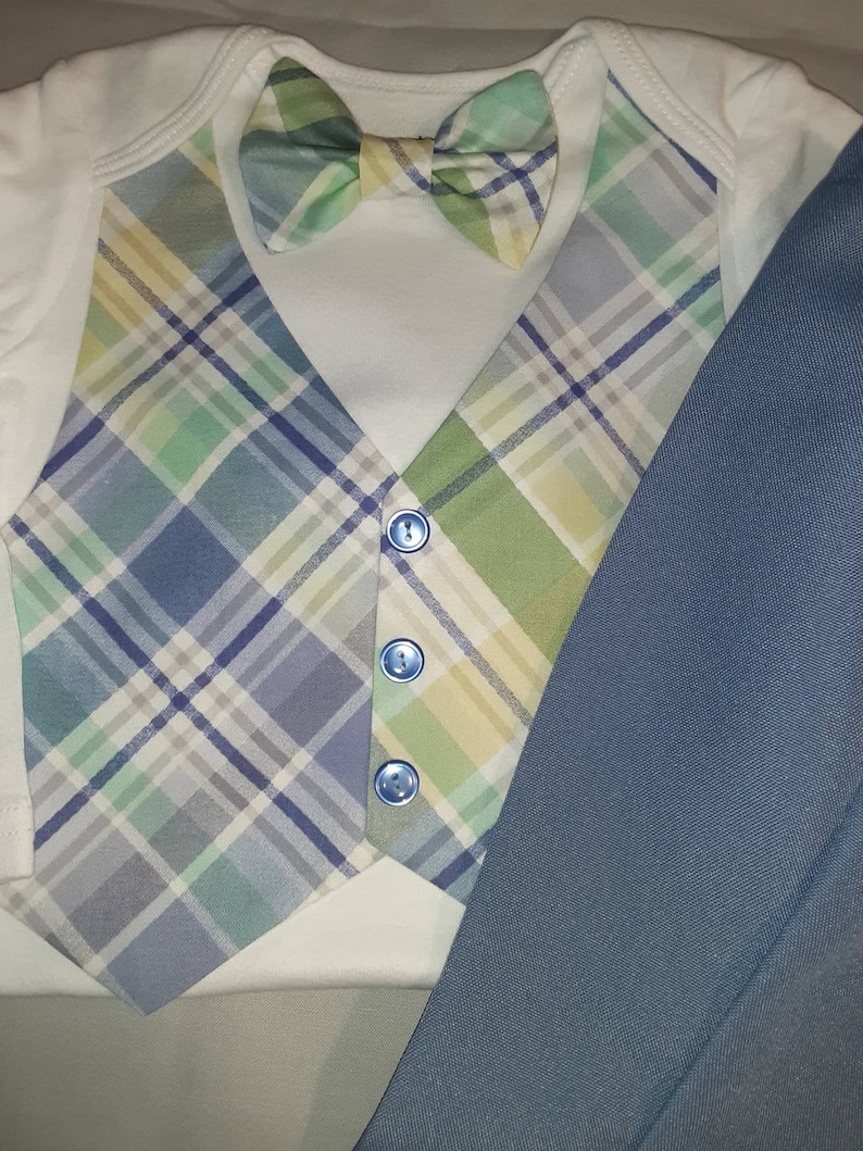 Baby Blue Plaid Suit Baptism Sibling Brother Etsy