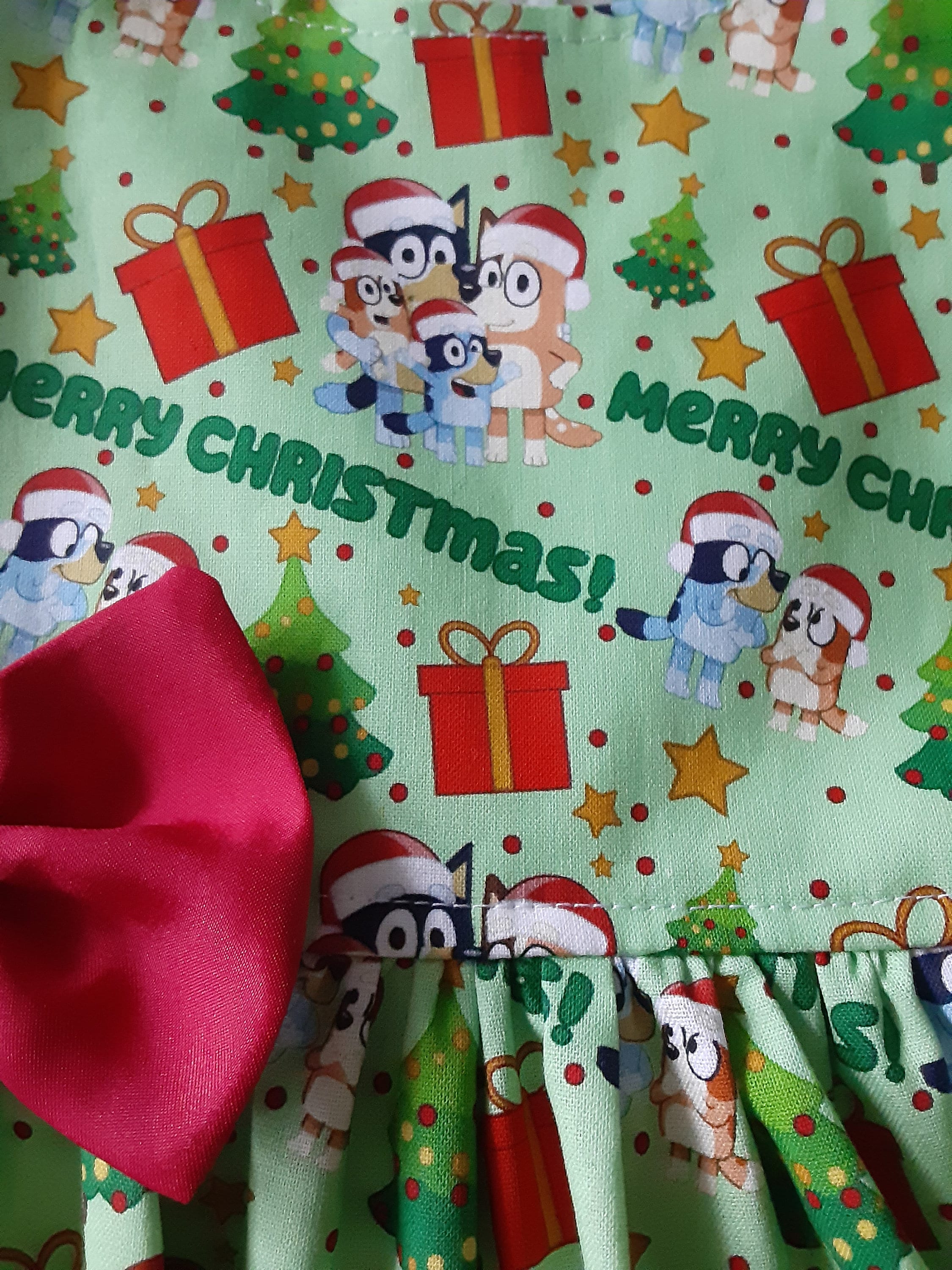 Bluey Christmas Dress Bluey Family Christmas Dress Bingo Bandit &Chilli Bluey Birthday Holiday Party Dress Sleeveless or Flutter 3mo to 7yr.