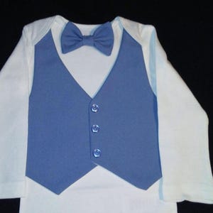 Baby Boy Outfit Suit Slate Blue Easy Care Suit Fabric Short or Long Sleeve Carter's Bodysuit Newborn to24 mo. Handmade USA BabyCuteBaby 画像 3