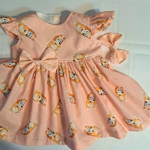 BINGO Dress Bingo Bluey Family Bingo Peach Birthday Party Dress 1st Birthday Bingo Dress Sleeveless or FlutterSleeve 3mo to 7yr.BabyCuteBaby