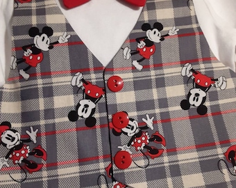 Mickey Mouse Outfit Sibling Outfit Baby Mickey Suit Mickey Vest Bow Tie Pants Carter's Bodysuit Baby Shower Gift Newb-24mo Short/Long Sleeve