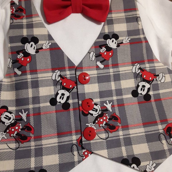 Mickey Mouse Outfit Sibling Outfit Baby Mickey Suit Mickey Vest Bow Tie Pants Carter's Bodysuit Baby Shower Gift Newb-24mo Short/Long Sleeve