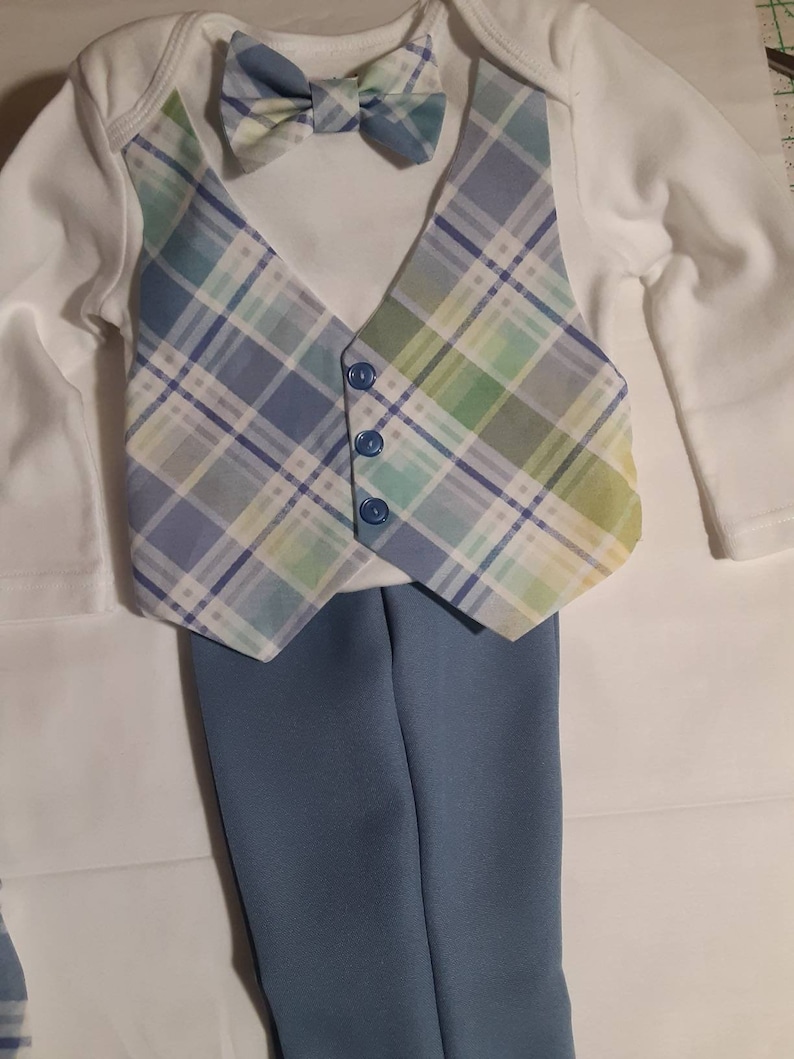 Baby Blue Plaid Suit Baptism Sibling Brother Etsy
