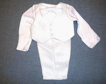 Christening Outfit Baby Boy Baptism Suit Ribbed White Fabric Batism Blessing Wedding Bodysuit Vest Bow Tie Pantsadd HAT Newborn-24 mo Easter