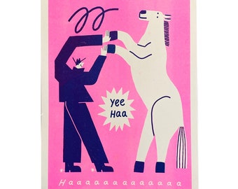 Yeehaa! Fluorescent pink A3 risograph print