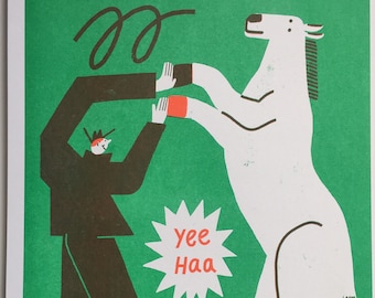 Yeehaa Green A3 riso print poster