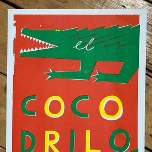 A3 3 colour COCODRILO crocodile Risograph print poster