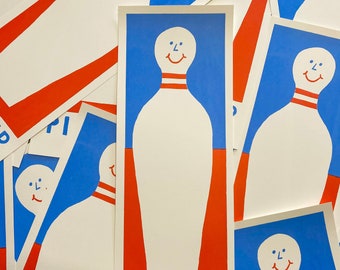 Long 2 Colour Bowling pin screen print