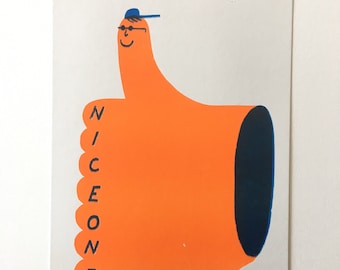 Nice one thumbs up risograph print