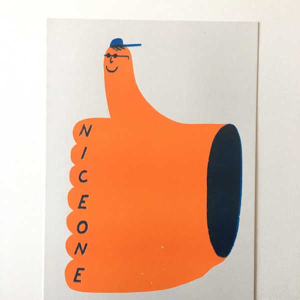 Nice one thumbs up risograph print