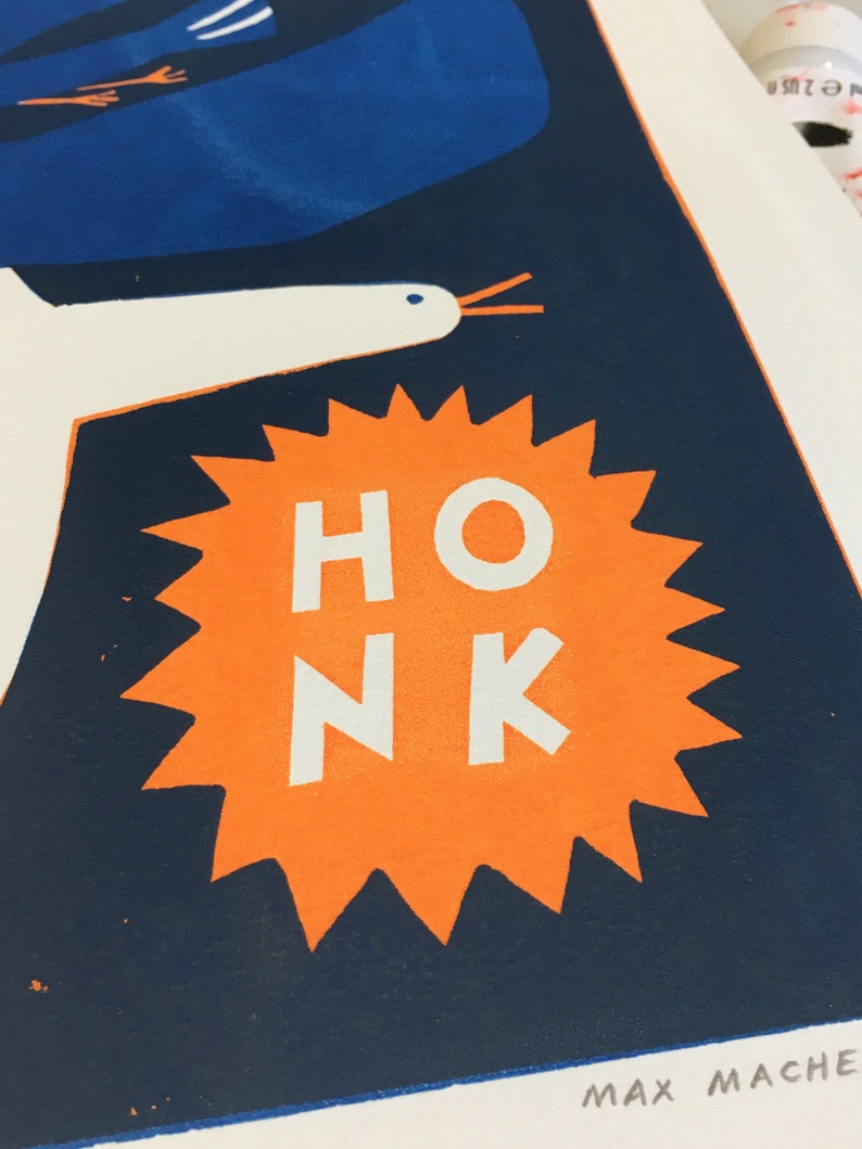 A3 Honk birds in flight original screen print image 4