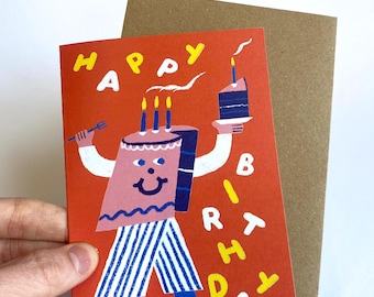 Cheeky Birthday Cake Card: Fun A6 Greeting card