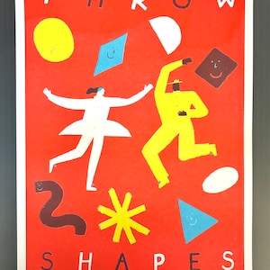 3 colour A4 throw shapes dancers risograph print