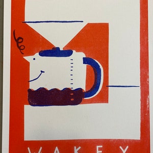 Wakey wakey A3 2 colour Coffee machine risograph print image 6