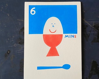 Soft boiled egg 2 colour A5 (148 x 210 mm) original screen print