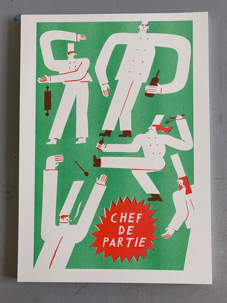 Chef de Partie 2 colour A3 risograph print image 1