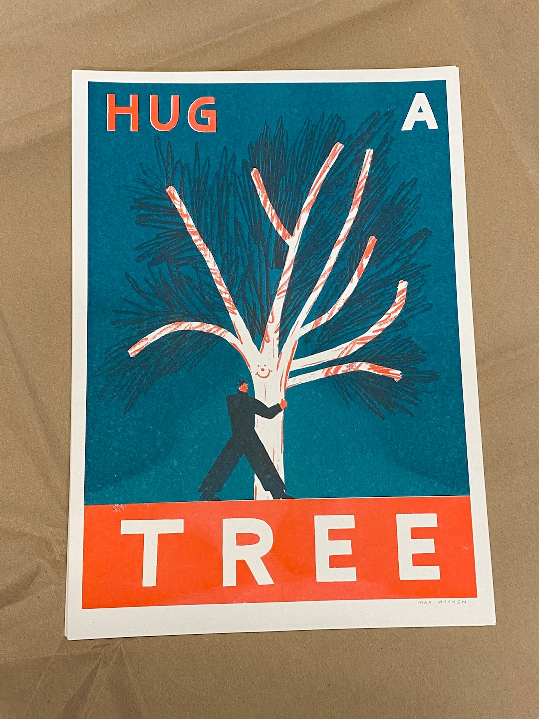 A3 Hug A Tree Riso Print Poster - Etsy