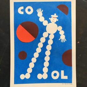 A3 Cool circle man screen print image 7