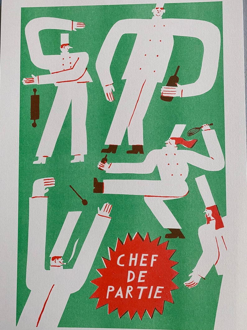 Chef de Partie 2 colour A3 risograph print image 4