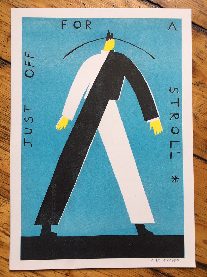 A4 just off for a stroll risograph print image 2