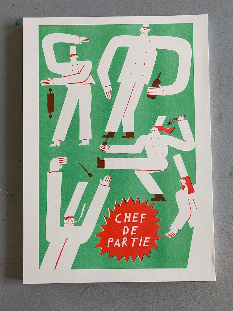 Chef de Partie 2 colour A3 risograph print image 8