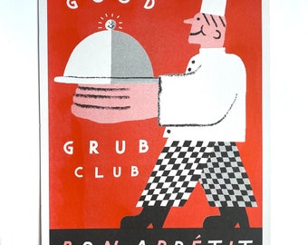 Good Grub Club A3 Chef riso print poster