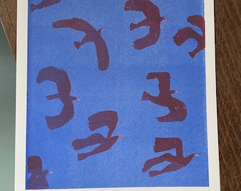 Des Oiseaux 2-Farben-Vogel-Risographie-Druck A3-Format