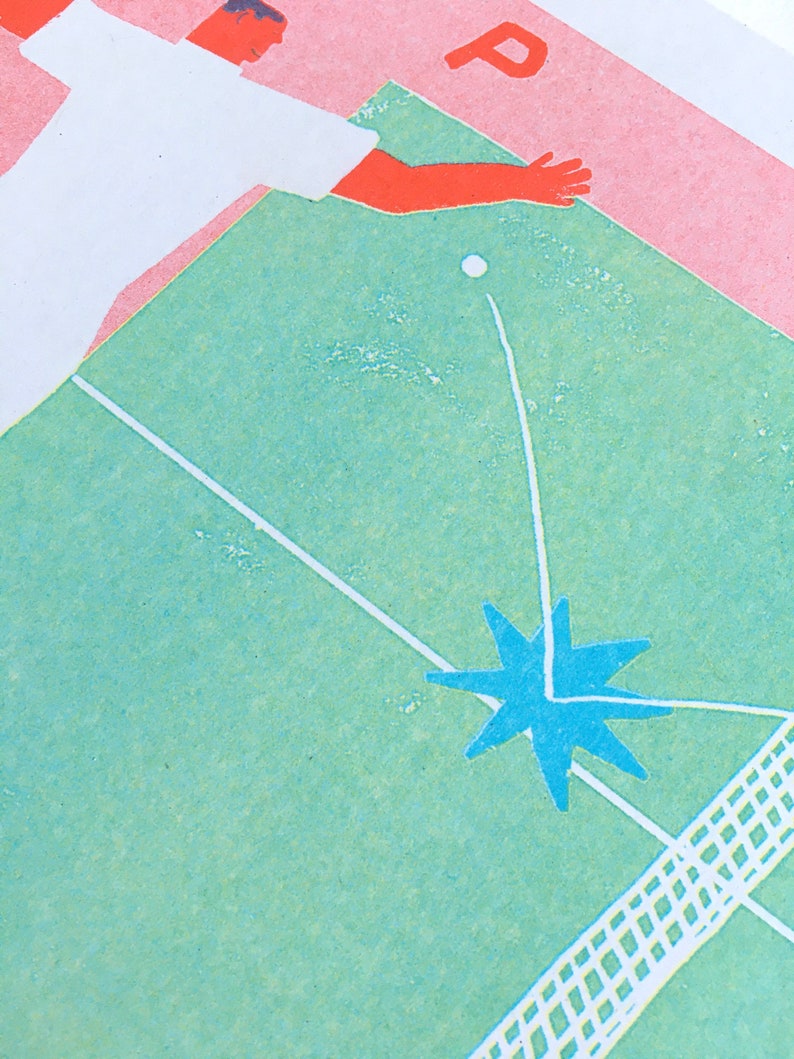 A4 3 colour ping pong Riso print image 3