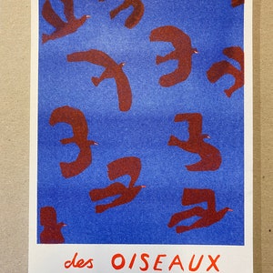 Des Oiseaux 2 colour birds risograph print