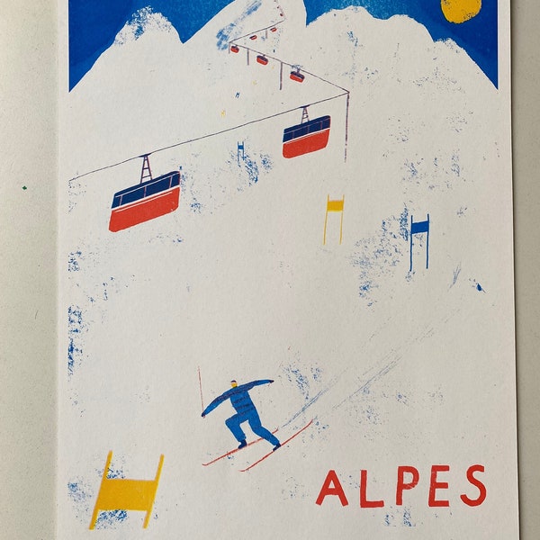 Les Aples A3 3 colour risograph print poster