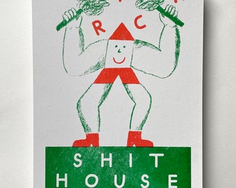 Brick Shit House 2 colour riso print