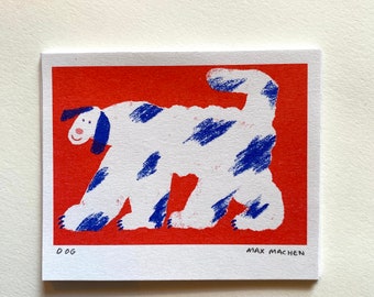 Red mini Dog riso print