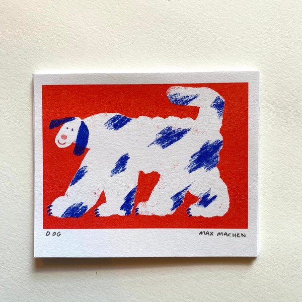 Roter mini Hund Riso Print