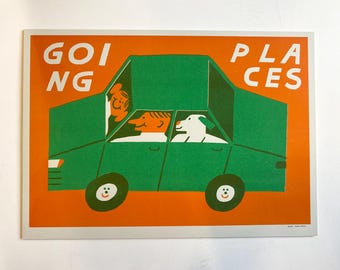 Going Places 2 colour A3 size riso print art
