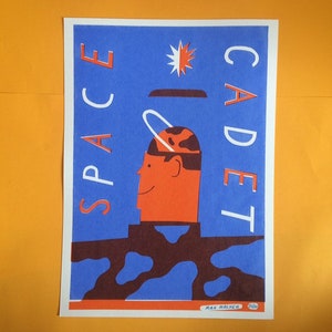 A4 2 colour Space Cadet screen print poster