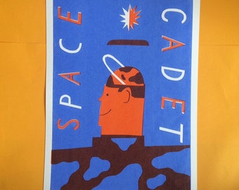 A4 2 colour Space Cadet screen print poster