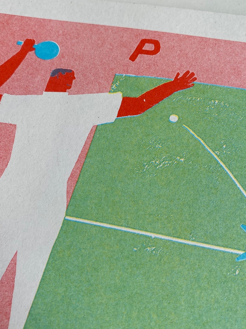 A4 3 colour ping pong Riso print image 5