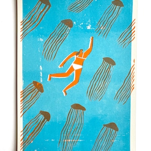 A4 Jellyfish riso print