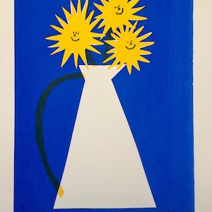 A3 2 colour sunflower screen print