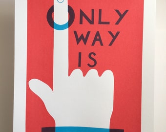 The only way is up a3 2 colour motivational screenprint poster