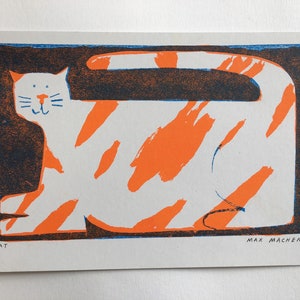 Cat small risograph print