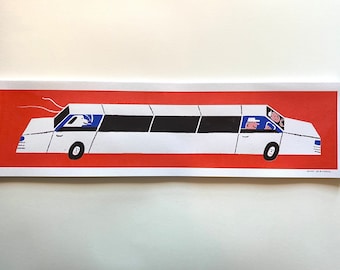 A dog in it’s limo riso print