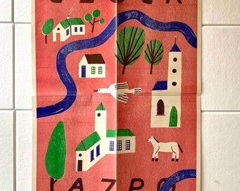 Impresión risográfica extragrande (A1) del pueblo de Göckazpo