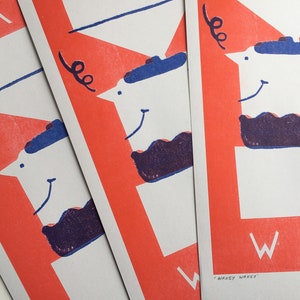 Wakey wakey A3 2 colour Coffee machine risograph print image 2