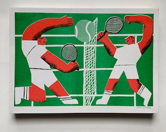 Tennis players riso print