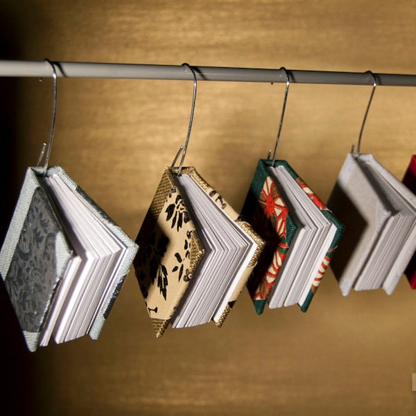 5 tiny handmade books for the Christmas Tree, Christmas decoration, Christmas ornaments