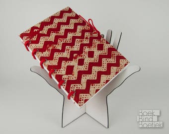 Bound-on-cords Notebooks Red Zigzag