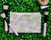 Zipper Pouch with Flowers Pencil Case, Makeup bag, Zipper bag with cacti plants