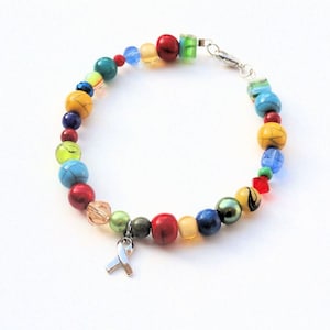 Autism Awareness Bracelet, Support ASD, Handmade Bracelet, Charm Bracelet, Handmade Awareness Jewelry, Awareness Ribbon Bracelet
